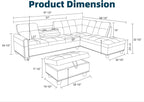 97.5" Yellow Couch L Shaped Couch Set, Modular Sectional Couches - Image 2