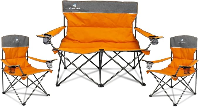 Camping Chair Set of 3, Outdoor Folding Camping Chairs by CAMPHILL