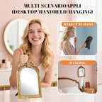 YUSONG Vintage Desk Mirror – 8" Gold Antique Tabletop Mirror - Image 3