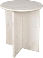 JONATHAN Y Javier Solid White Marble End Table, 17.75" Round Modern Accent Side - Image 3