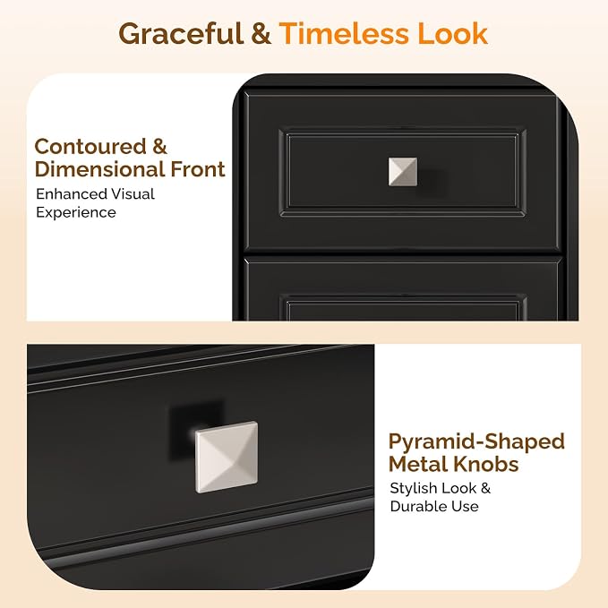 VINGLI 18.9" W Black Nightstand Set of 2 - Image 5