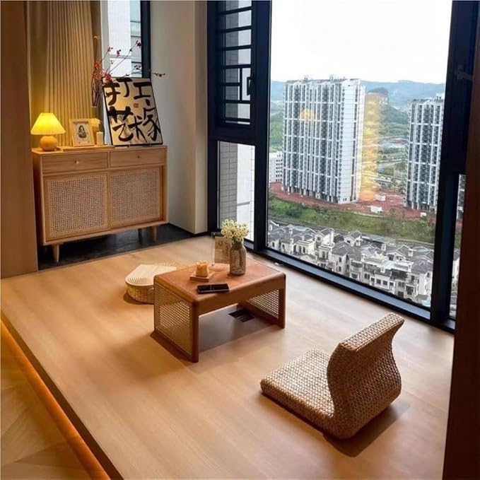 Japanese Wooden Bay Window Nightstand Coffee Table Sofa Side Table Square Tea - Image 6