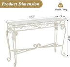 HavenlyYouth Console Table 47.2", Tempered Glass Sofa Table - Image 3