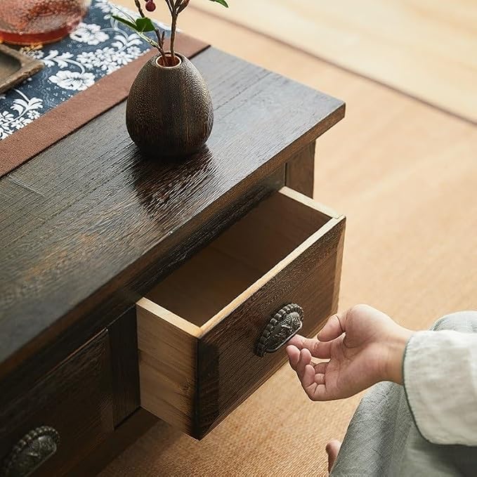LUNIZ Nightstand Sofa Table Old Chinese Style Dining Table Wooden Storage - Image 3