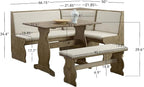 Linon Lucy Natural Wood and Linen Upholstered Corner Nook Kitchen Dining Set - Image 4