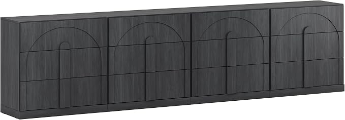 BELLEZE Sideboard Cabinet with 3 Drawers, Large Fluted Sideboard with Storage - Image 9