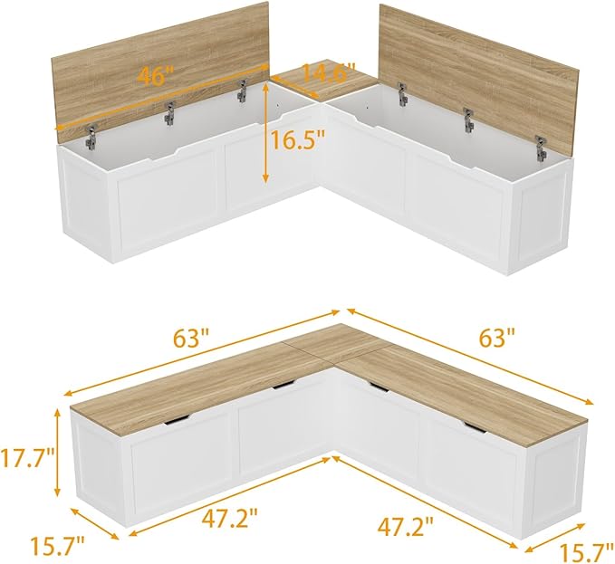L Shaped Breakfast Nook Bench - Image 2