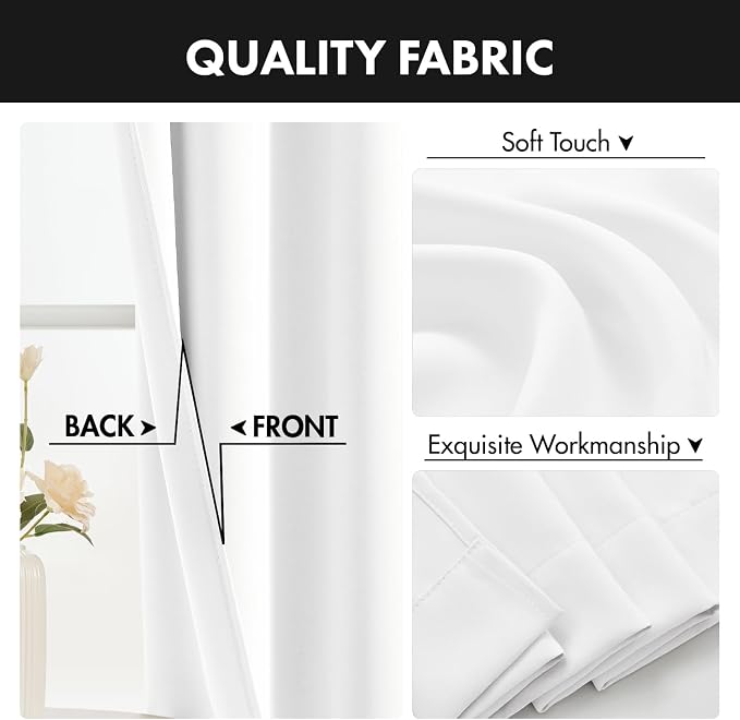 MIULEE 4 Panel Set Short Bedroom Blackout Curtains 54 Inch Long Pure White | - Image 8