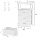 Vagusicc Nightstand with Charging Station, End Table Side Table with 3 Fabric - Image 3