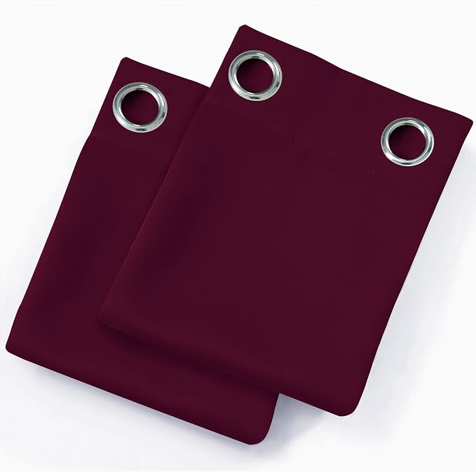 Blackout Curtains 52 x 90 Inch Long Burgundy Red Curtains Set of 2 Panels Room - Image 9