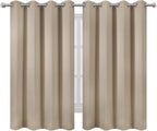 Khaki Thermal Blackout Curtains/52 x 54 Inch/Set of 2 Panels Room Darkening - Image 2