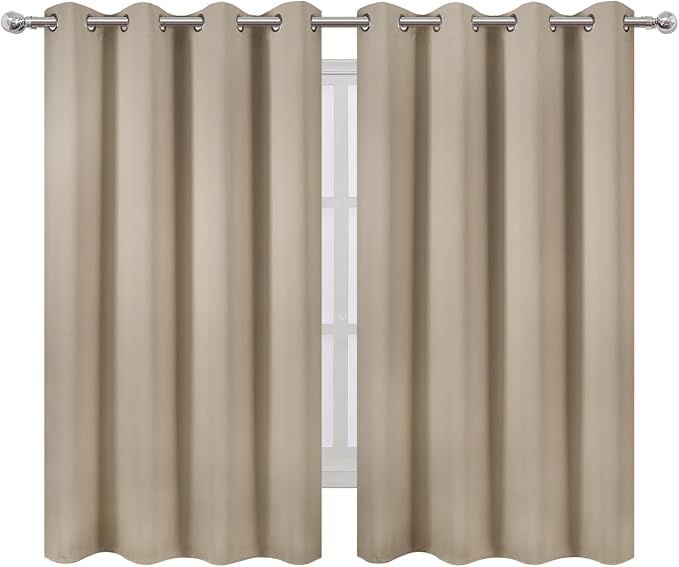 Khaki Thermal Blackout Curtains/52 x 54 Inch/Set of 2 Panels Room Darkening - Image 2