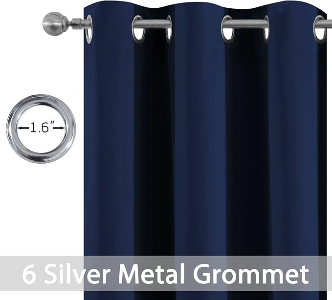 Yakamok Room Darkening Curtains 42x84 inch Length Navy Blue-Living Room | 2 - Image 2