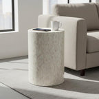 PEMAR Mother of Pearl Cylinder Drum End Table Nacre Side Stool Round Accent - Image 9