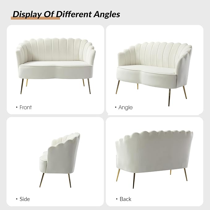 HULALA HOME Modern Velvet Loveseat Sofa - Image 3