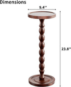 Solid Wood Drink Table, Rubber Wood‌ Small Round Side Table - Image 3