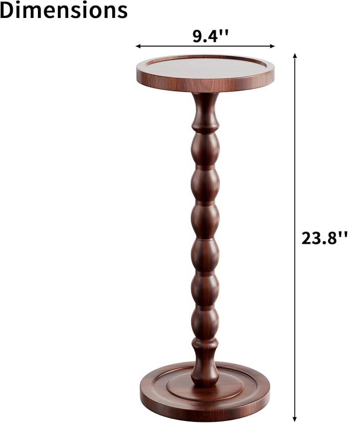 2 Pack Solid Wood Drink Table, Rubber Wood‌ Small Round Side Table - Image 3