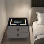 Smart Nightstand w/Fingerprint Lock Drawers, Smart Bedside Table w/USB Charging - Image 7