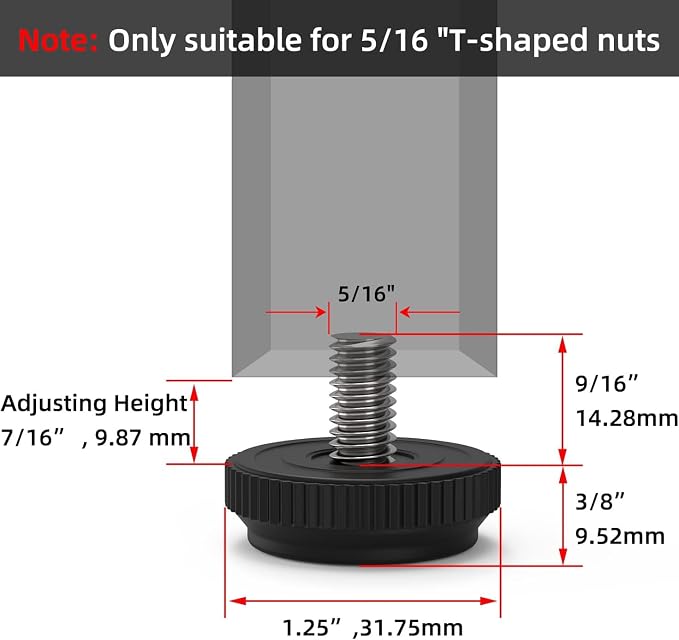ONEHOME 8 Pack 5/16-18 Stainless Steel Adjustable Threaded Furniture Leg - Image 3