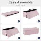DUMOS 43in Foldable Storage Ottoman Bench, Storage Chest, Large End of Bed Foot - Image 5