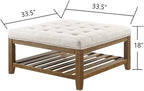 24KF Large Square Upholstered Tufted Linen Ottoman Coffee Table, Large Footrest - Image 2