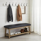 Zihanhome Entryway Bench, PU Leather Upholstered Shoe Benches - Image 3