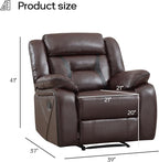 EBELLO Faux Leather Manual Recliner Chair, Modern Design Single Reclining Sofa - Image 2