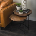 Pemberly Row Nesting Side Tables, 22.5Lx22.5Wx20.8H, Mango Wood Tray Tops - Image 2