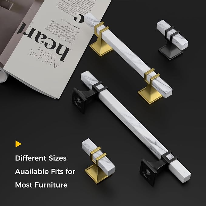 Rergy Cabinet Handles Marble Drawer Pulls and Knobs, T-Bar Hardware - Image 5