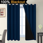 Yakamok Dark Blue 100% Blackout Curtains 63 Inches Long 52" Wide 2 Panels | - Image 3