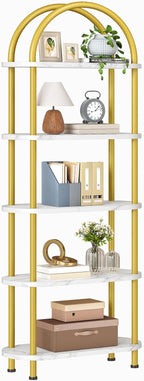 HOOBRO 5 Tier Open Bookshelf, Industrial Arched Bookcase Display Shelf Rack by HOOBRO