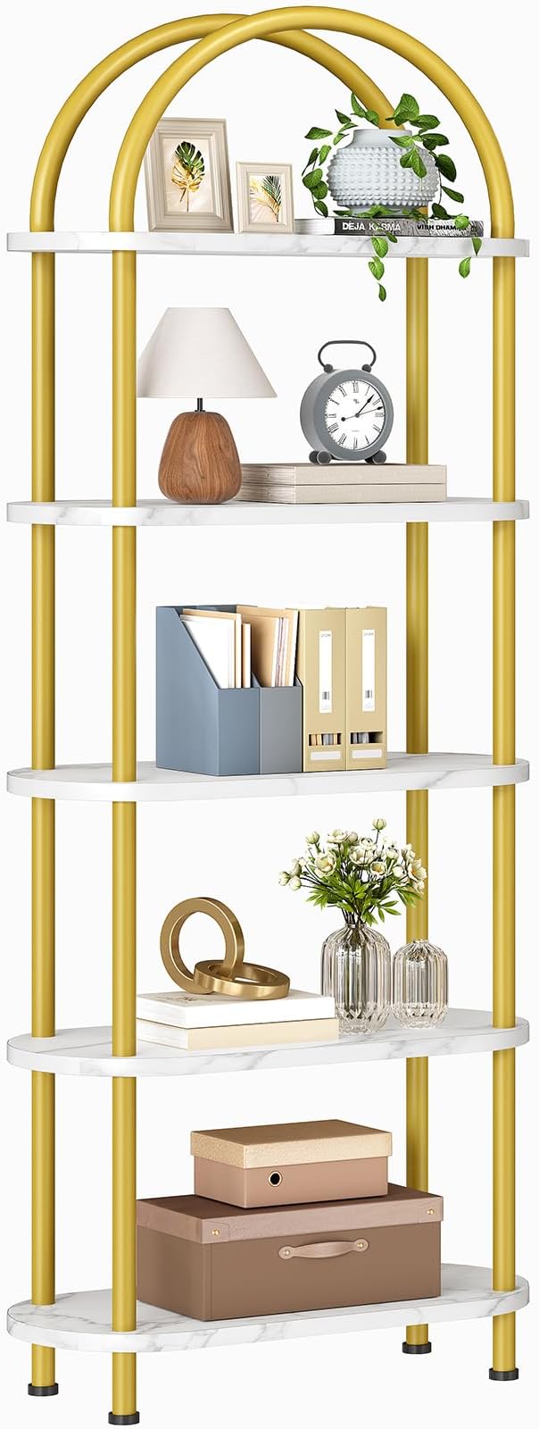 HOOBRO 5 Tier Open Bookshelf, Industrial Arched Bookcase Display Shelf Rack by HOOBRO