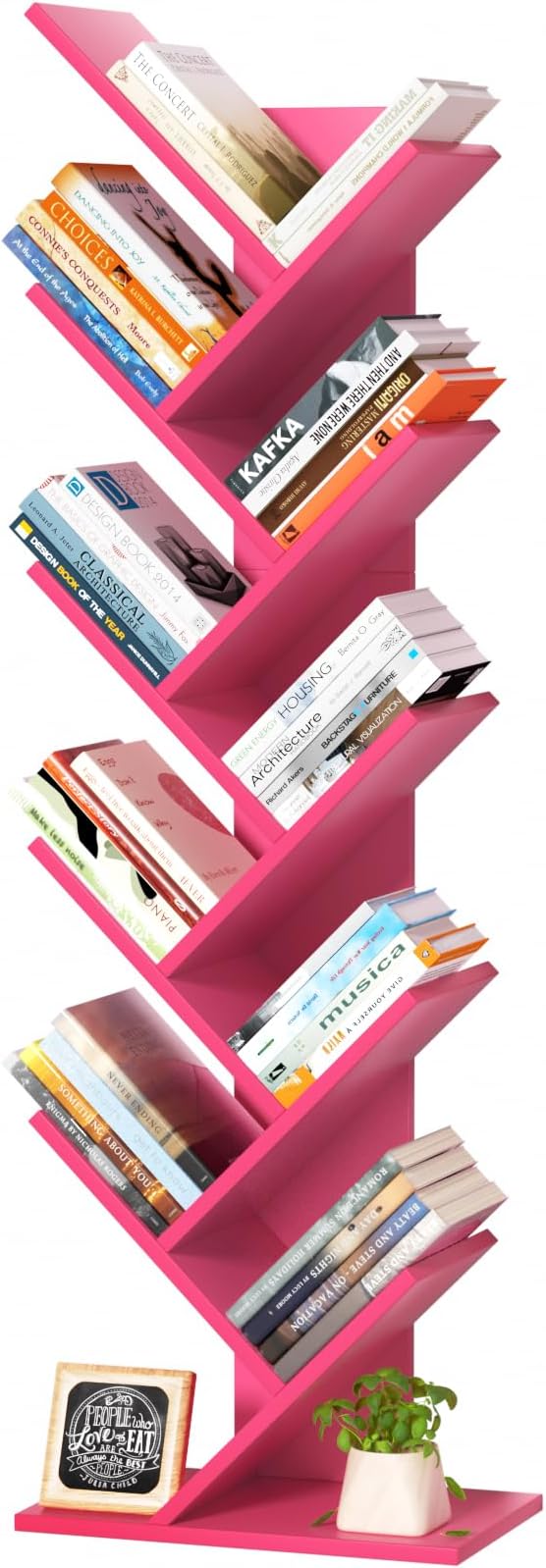 SHEEPAM 10 Tier Tree Book Shelf, Floor Standing Wood Bookshelf - Image 8