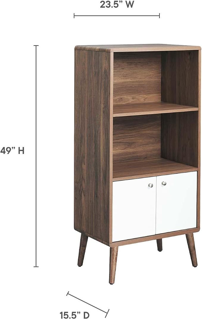 Modway EEI-6230-WAL-WHI Transmit Display Cabinet Bookshelf, Walnut White - Image 6