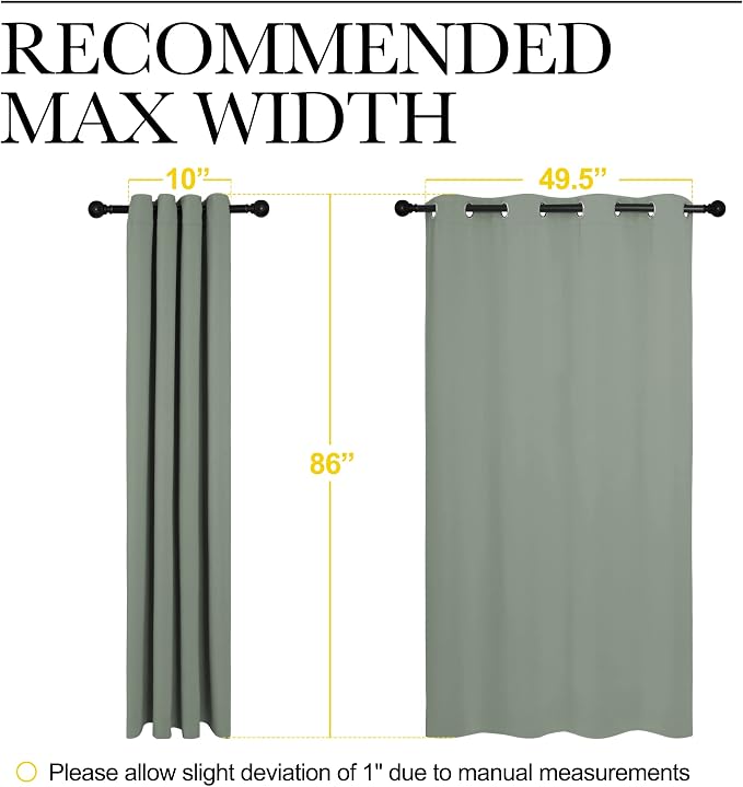 NICETOWN Sage Green Blackout Curtains 86" Long - Image 7