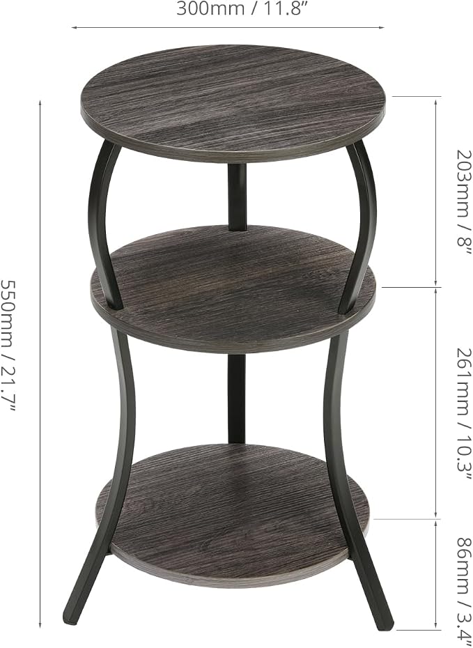Vintage Small Round Side Table, 3-Tier Slim Waist Circular End Table - Image 3