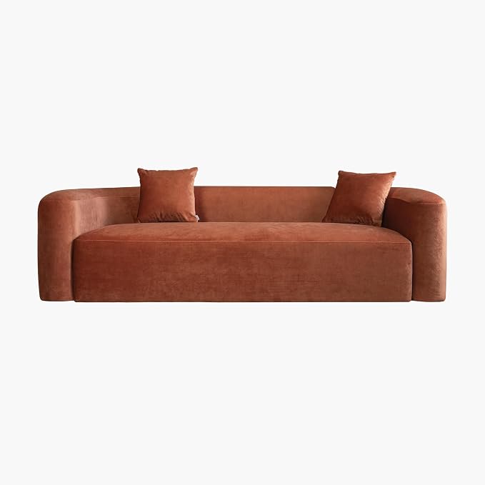 Acanva Luxury Modern Tight Curved Back Velvet Sofa, Minimalist Style Comfy Couch - Image 9