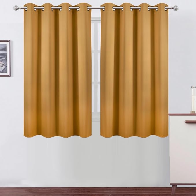 Mustard Yellow Thermal Blackout Curtains/52 x 54 Inch/Set of 2 Panels Room by Lemomo