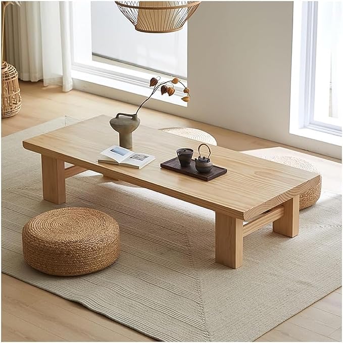Japanese Style Vintage Tea Table Low Table Rectangular Tatami Table Sitting On by Unknown