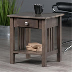 Pemberly Row Transitional Solid Wood Storage End Table, Oyster Gray Finish - Image 2