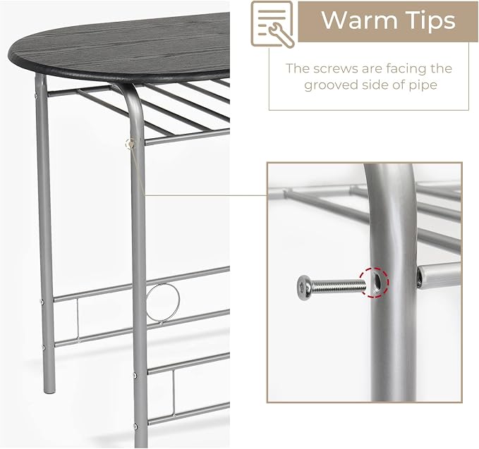 VINGLI 3 Piece Dining Set, Small Kitchen Table Set - Image 7