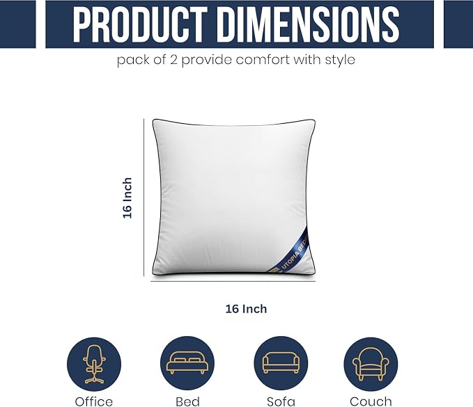 Utopia Bedding 16x16 Throw Pillow Inserts, Decorative Pillows, Plush & - Image 2