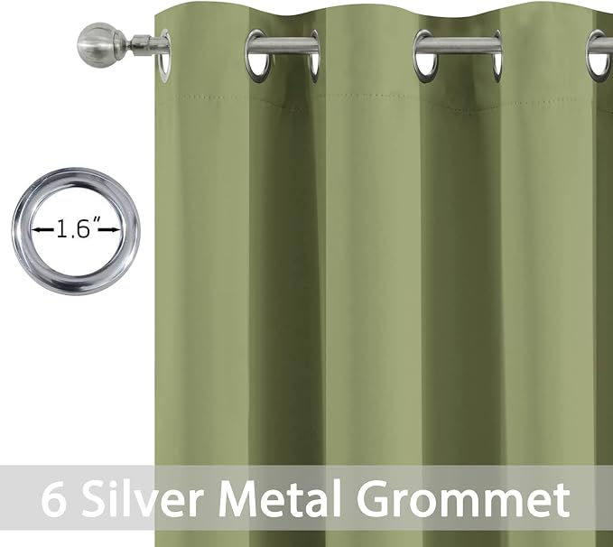 Yakamok Room Darkening Curtains 42x63 inch Length Sage Green-Living Room | 2 - Image 2