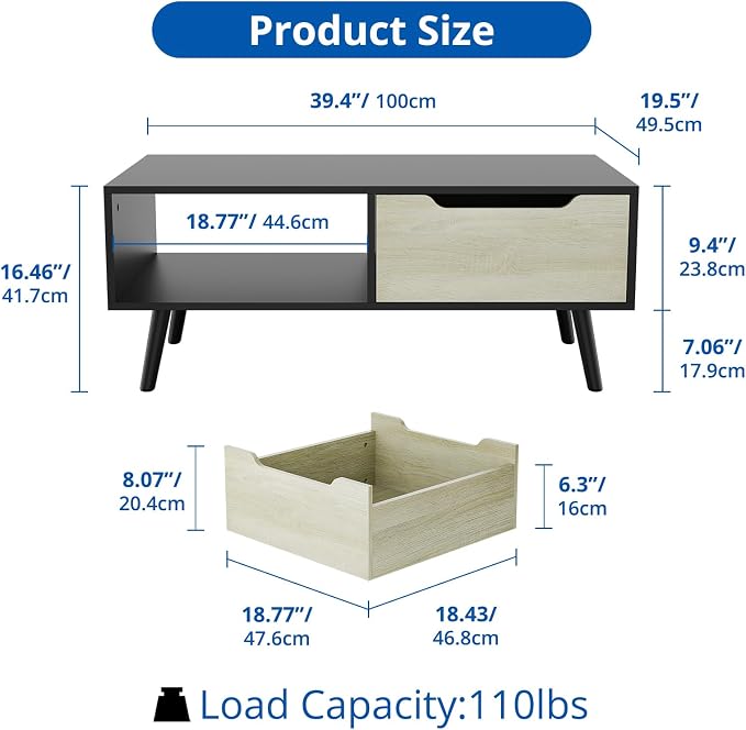 Cozy Castle Modern Coffee Table, Wooden Cocktail Table - Image 2