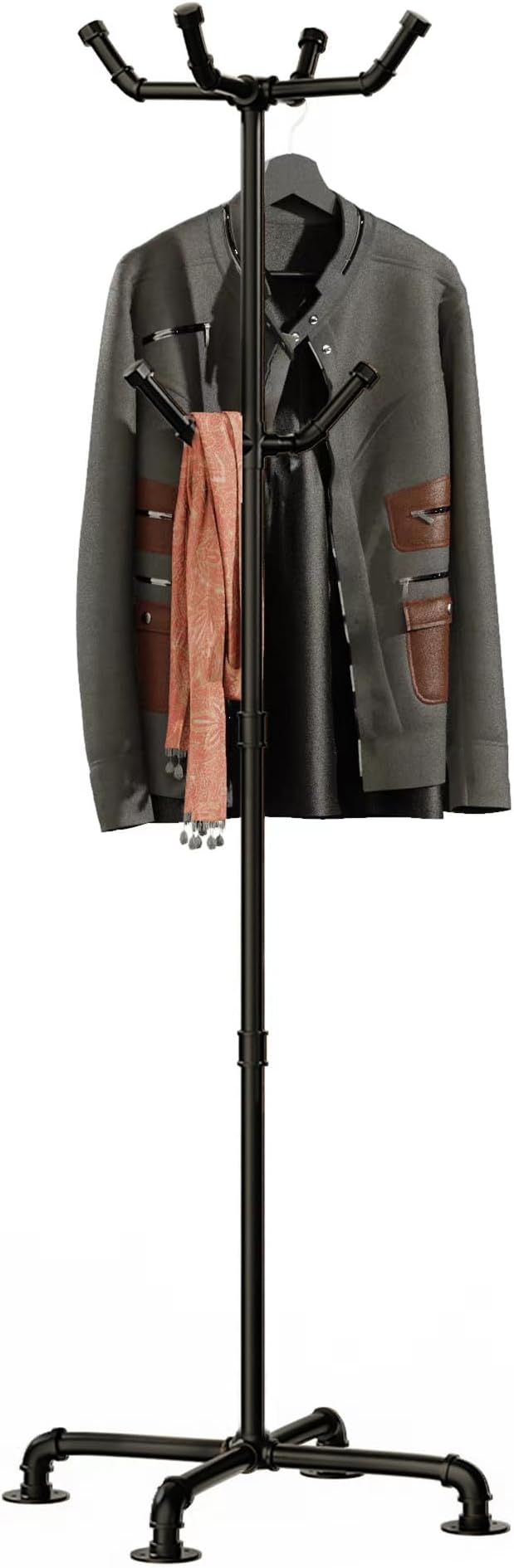 Industrial Coat Rack, Metal Pipe Coat Rack Stand Freestanding by THRONKENGER