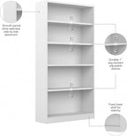 Bush Home Tall 5 Shelf Bookcase, 5 Tier Bookshelf Storage Cabinet - Image 6