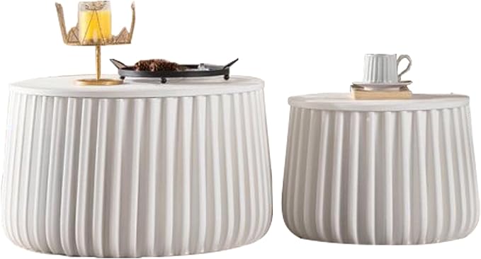 46.46'' White Round Coffee Table Set of 2 - Image 8