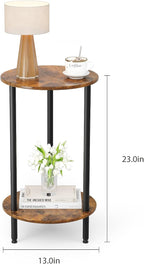 Small Round Side Table, 2-Tier Modern Accent/Bedside Table - Image 2