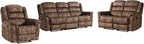 EBELLO 3 Pieces Reclining Living Room Set, Overstuffed Soft Fabric Manual - Image 8