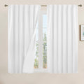 54 Inch White Linen Textured Blackout Curtains by LAMIT